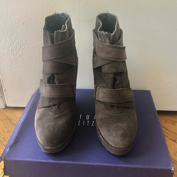 Stuart Weitzman Wild Child Suede Wedge Wraparound Bootie - Picture 2 of 16